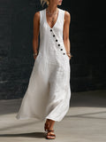 european and american women's summer cross-border  independent station vacation casual v neck sleeveless linen tank top