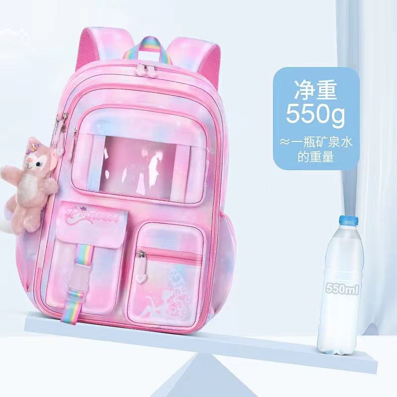 Internal and external single primary school student schoolbag spine protection 1-6 grade college student refrigerator door backpack breathable back pad to reduce load and breathable