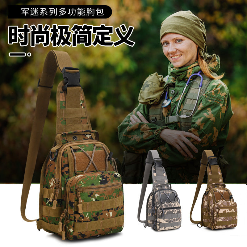 New Outdoor Sports Breast Bag Crossbody Bag Oxford Cloth Multifunctional Men's and Women's Leisure Cycling Fishing Camouflage Small Backpack