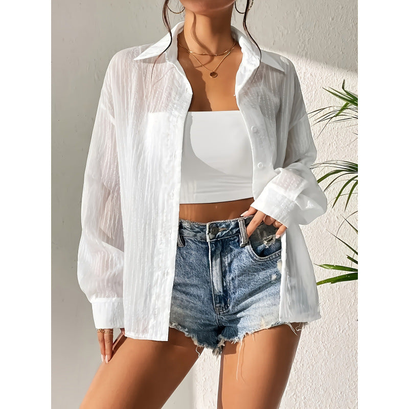 coded new arrival  women's light and translucent whiteoutwear, cardigan sun protection clothing shirt