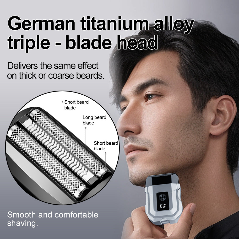 New triple-blade reciprocating shaver - portable, waterproof, men's beard trimmer, car electric razor