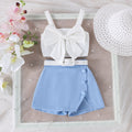 european and american summer new girls' skirt-pants set: camisole tank top with skirt-pants and belt three-piece outfit