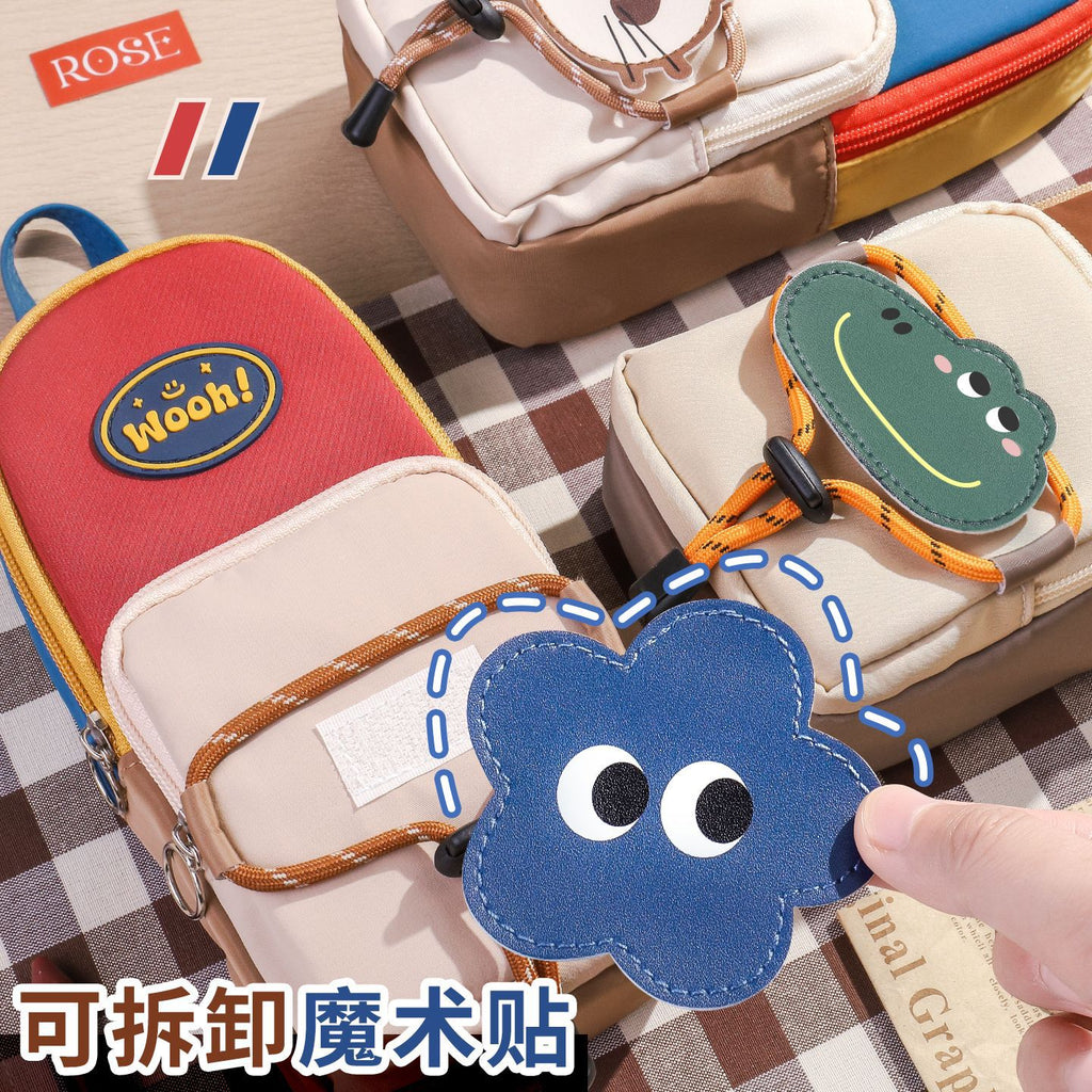 New simple retro style stationery bag for primary school students, boys and girls, niche non-collision stationery bag, schoolbag, vertical pencil bag