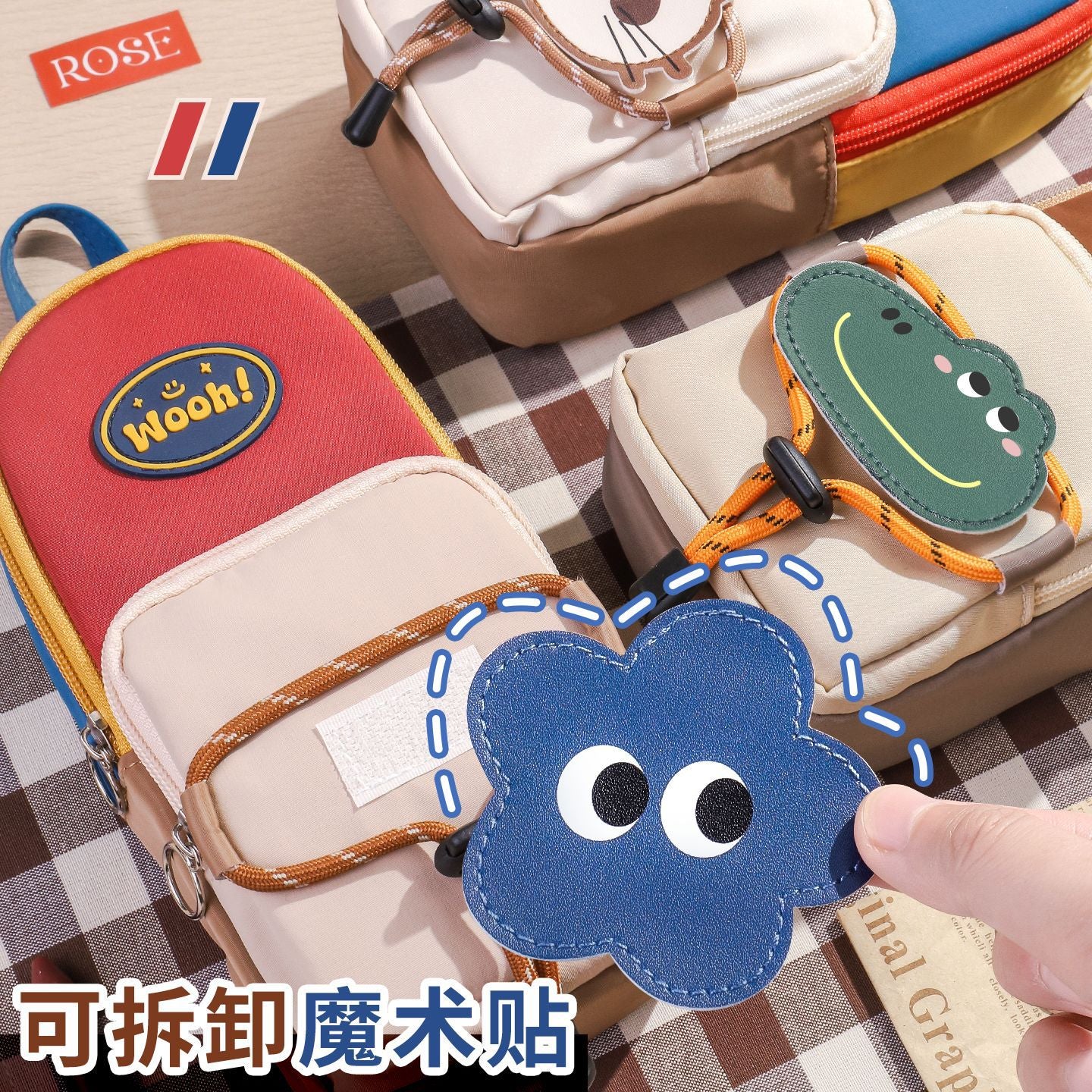 New simple retro style stationery bag for primary school students, boys and girls, niche non-collision stationery bag, schoolbag, vertical pencil bag