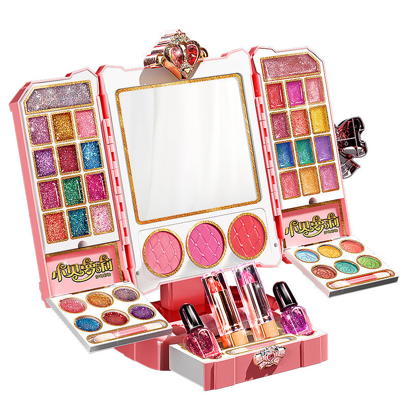 Kids' cosmetics toy princess doll set dressing table play house girl music makeup box wholesale gift
