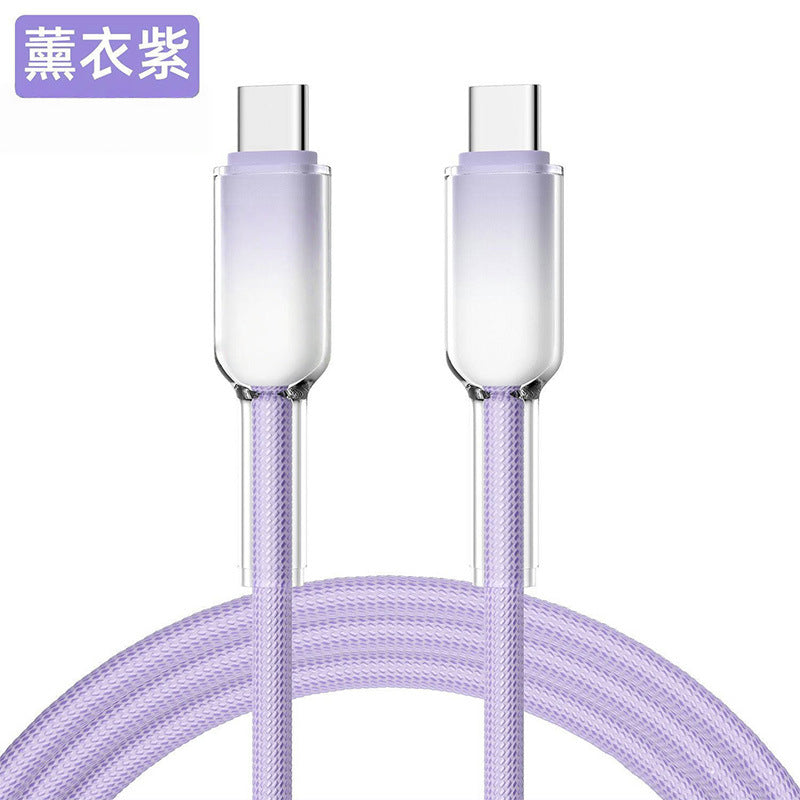ice crystal 65w charging cable, compatible with huawei, apple, and huawei type-c devices. suitable for charging laptops and mobile phones