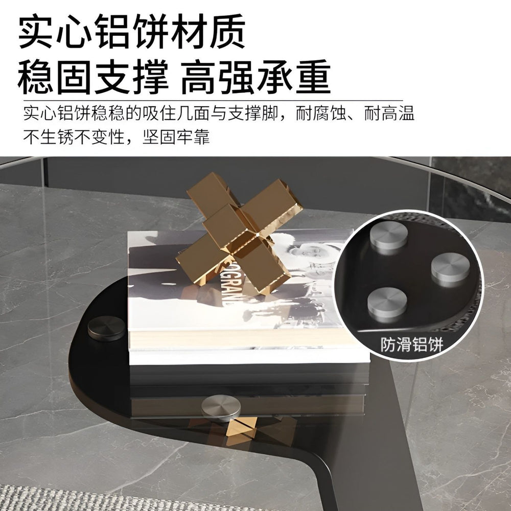 Tempered glass coffee table living room light luxury sofa modern casual classy round table corner sofa side table casual coffee table