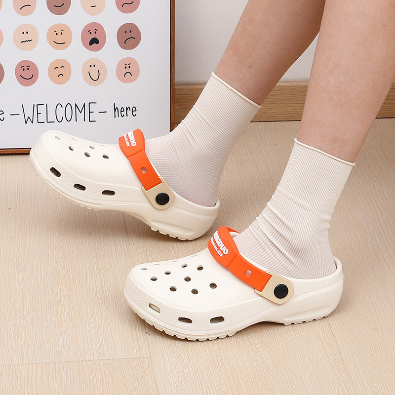 女鞋洞洞鞋女士夏季外穿大童学生防滑软底花园沙滩包头踩屎感凉鞋