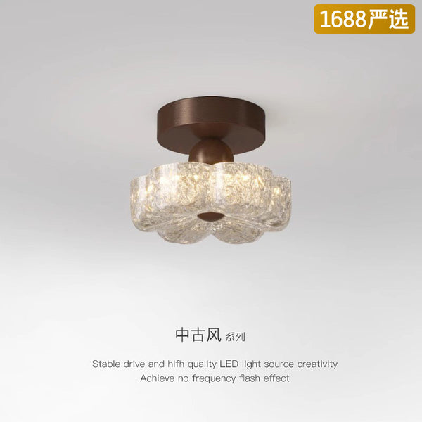 [Strict Selection] Medieval Resin Flower Ceiling Light French Retro Balcony Entry Entrance Lighting Advanced Sense