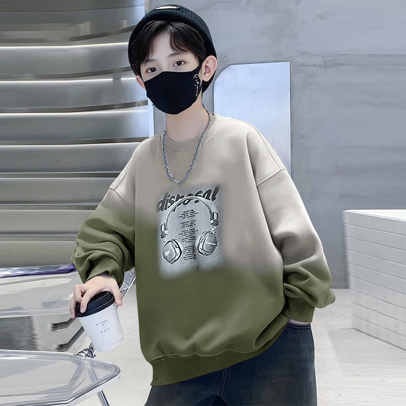 Boys' long-sleeve t-shirt, new  spring collection, student sportswear, spring/autumn boys' top, trendy sweatshirt for mid-to-large children