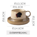 Japanese-style aesthetic ceramic cup and saucer set - rustic pottery coffee cup and saucer - creative handmade gift - funnel cup - afternoon tea cup