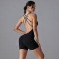 Fashionnew arrivalnude suspender beautiful back jumpsuit shortall-in-one yoga clothes women's running sports fitness jumpsuit