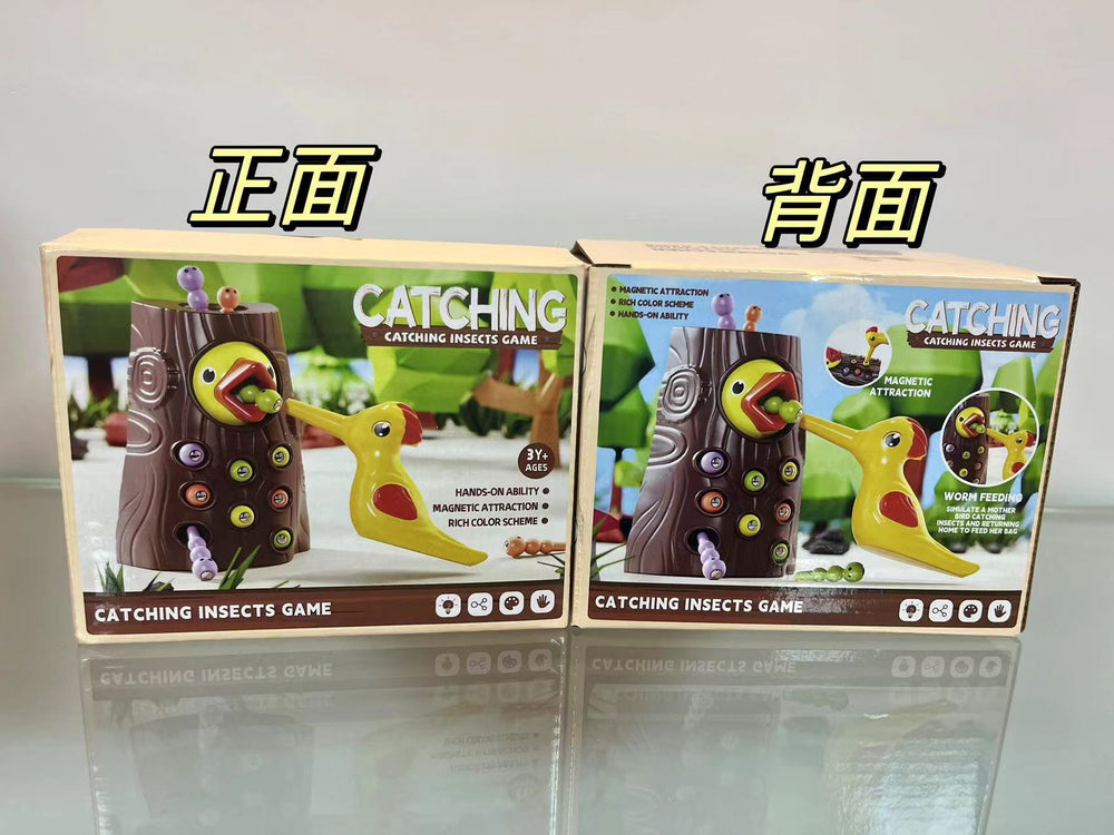 popular woodpecker toy fishing and insect catching mini game bird catching insect magnetic early education training educational toy