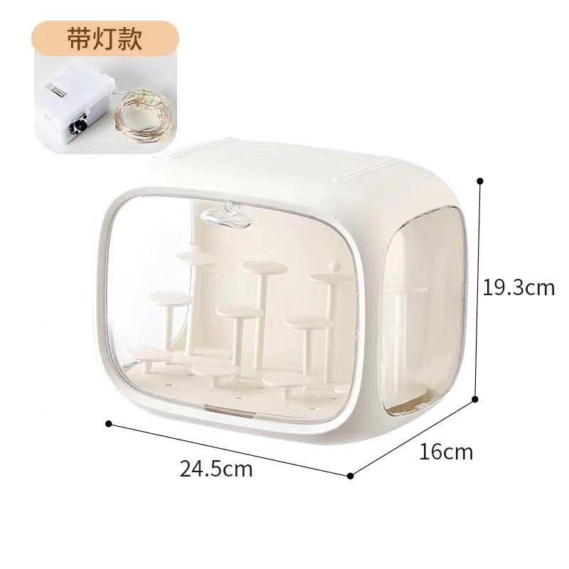 Blind box new POP MART figure storage box with lamp desktop display stand acrylic cartoon plastic space capsule