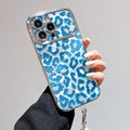 Suitable for iphone 16 glitter leopard print mobile phone case apple 17 with bead hanging chain classy all-inclusive soft case