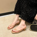 European and american fashion flip-flops women's 2024 summer new fairy style square toe stiletto heel sandals