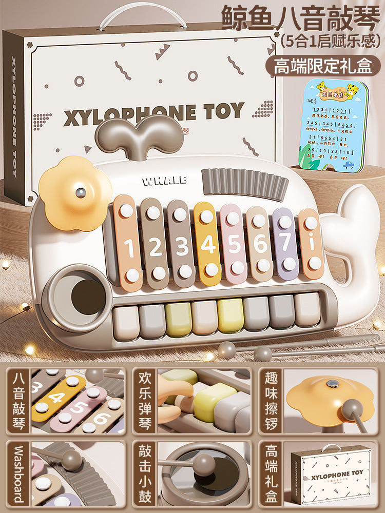 Two-in-one baby musical toy: handbell & piano - 6-12 months infant & toddler educational musical piano