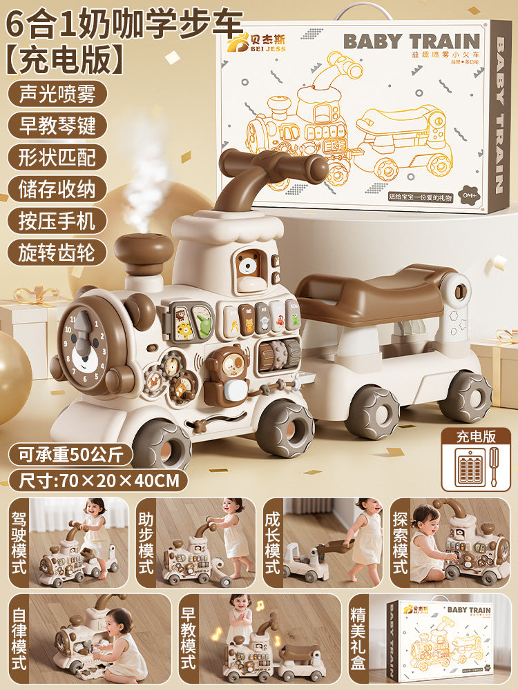 Baby multifunctional 5-in-1 walker stroller, educational anti-tip spray glider, cross-border hot-selling toy