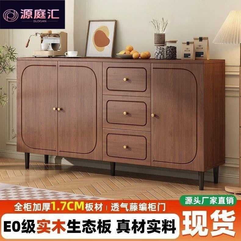 Medieval style sideboard for home small apartment living room solid wood tea cabinet casual rattan storage cabinet storage cabinet