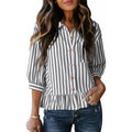 fashion button stripesshortshirt women's  summer new elegant formal casualtops