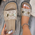 Plus sizethick sole metal chain beach slippers summernew arrivaloutwear cross-borderprinting slippers women's wholesale