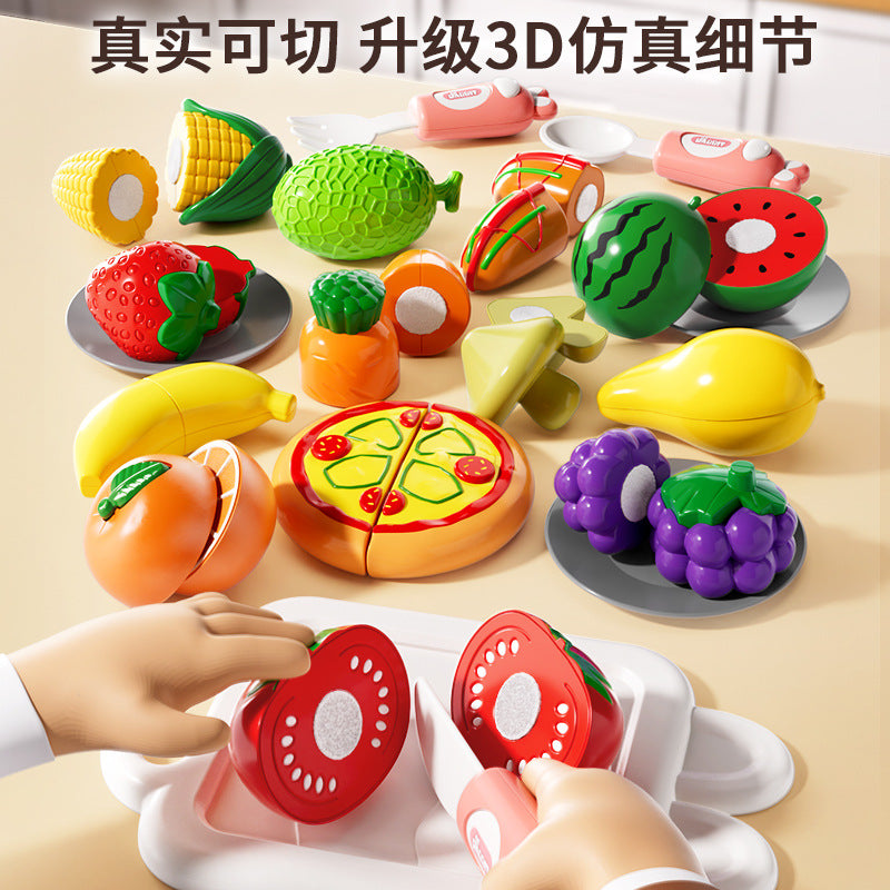 Kids' fruit cutting playset - pretend play kitchen for boys and girls - vegetable cutting toy - baby kitchen set - cake gift