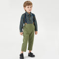 wholesale set: spring/autumn boys' long-sleeve striped turn-down collar shirt & overalls - oem children's formal wear customization