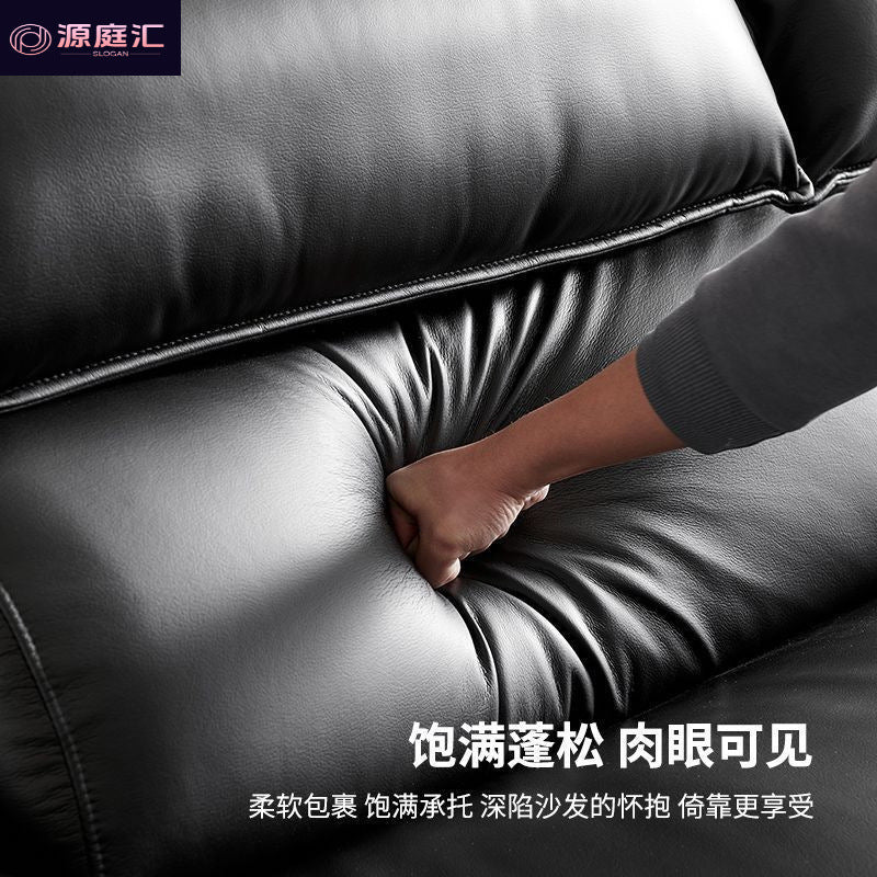Genuine leather sofa living room italian normcore sofa accessible luxury modern creative straight row extra wide sitting deep sailboat leather sofa