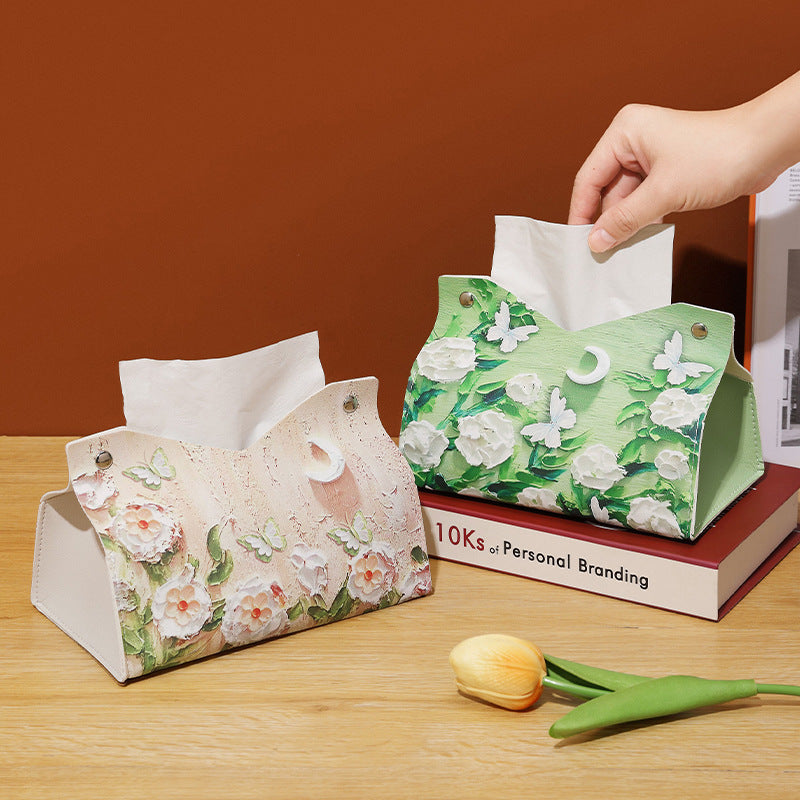 Oil painting light luxury paper towel box living room storage paper box toilet restaurant high value Internet celebrity same paper box