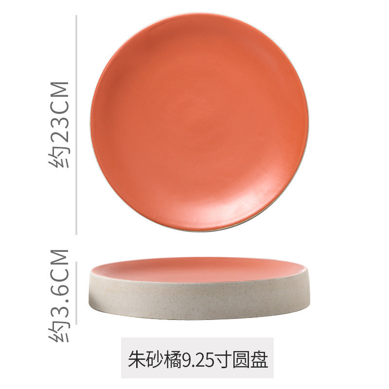 Stylish high-looking clay western food snack round plate restaurant hotel for home pastry dessert plate classy plate