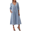 cross-border fashion: european & american style summer dresses - new arrivals. casual, loose-fit solid color v-neck pocket dress