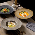 Classy texture ceramic plate restaurant hotel high-looking soup plate pasta plate cooking plate plate home straw hat plate
