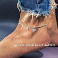 Amazon exquisite silver initial anklet - minimalist personalized letter anklet with cz heart cuban chain