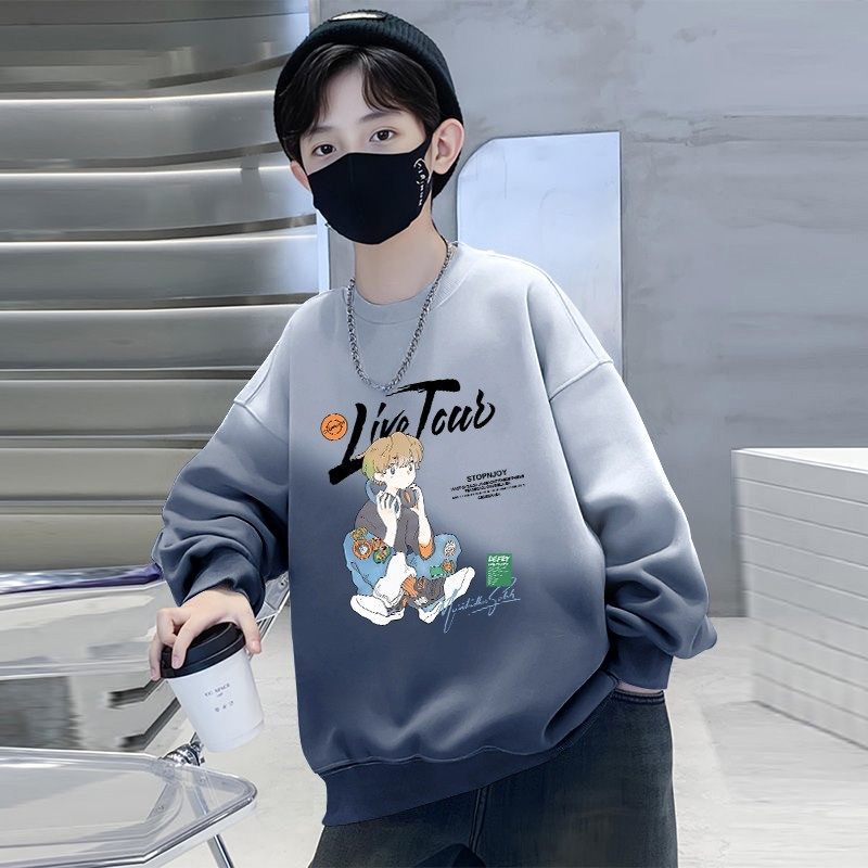 Boys' spring/autumn sweatshirt -  spring collection - relaxed fit long sleeve tee - mid-to-large size boys' top - new trendy & stylish design