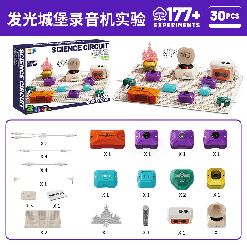 Children's educational electronic building blocks - science & physics light-up circuit mini experiments - electrical circuit board - level 2