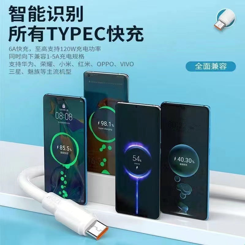120w heavy-duty python braided 6a super fast charging data cable - compatible with android, huawei, and type-c phones