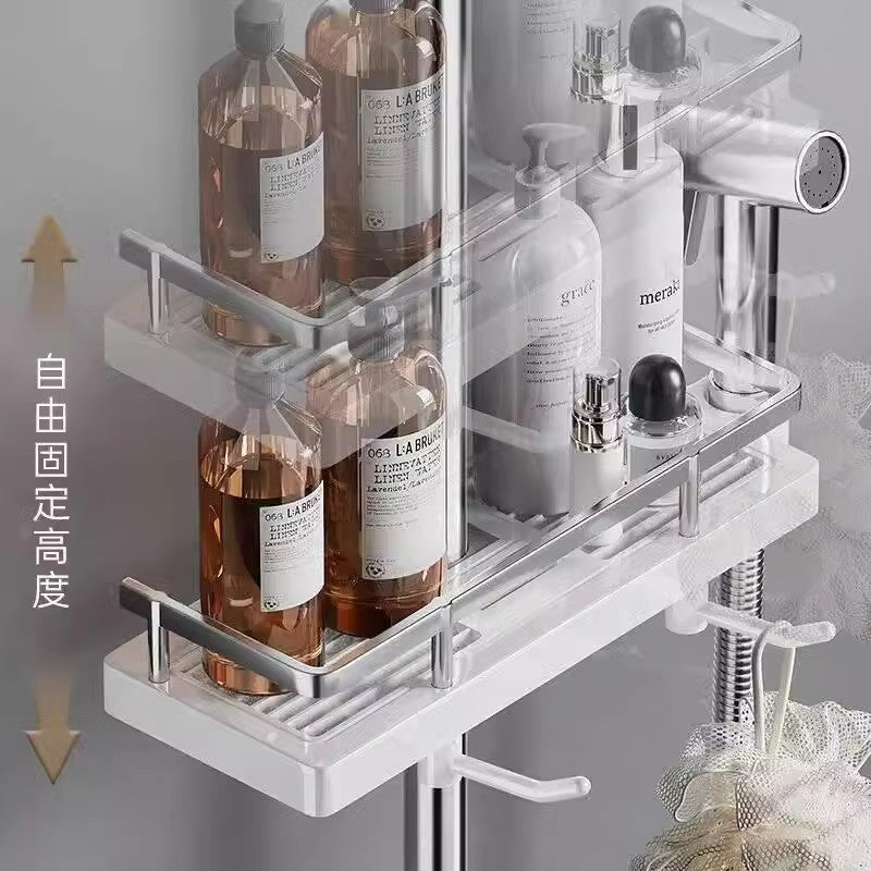 Shower Shelf No Punching Toilet Bathroom Shower Lift Rod Body Wash Shampoo Tray Storage Shelf