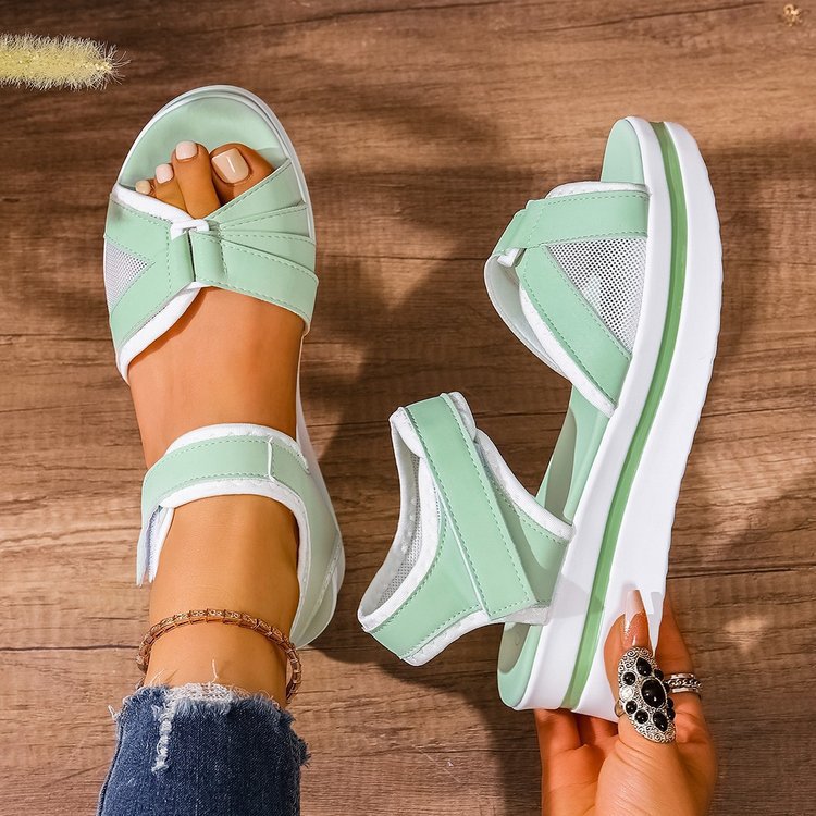 Summer new arrival: plus-size platform sandals for women - european & american style, cross-border supply, flat sandals with velcro closure, beach sandals