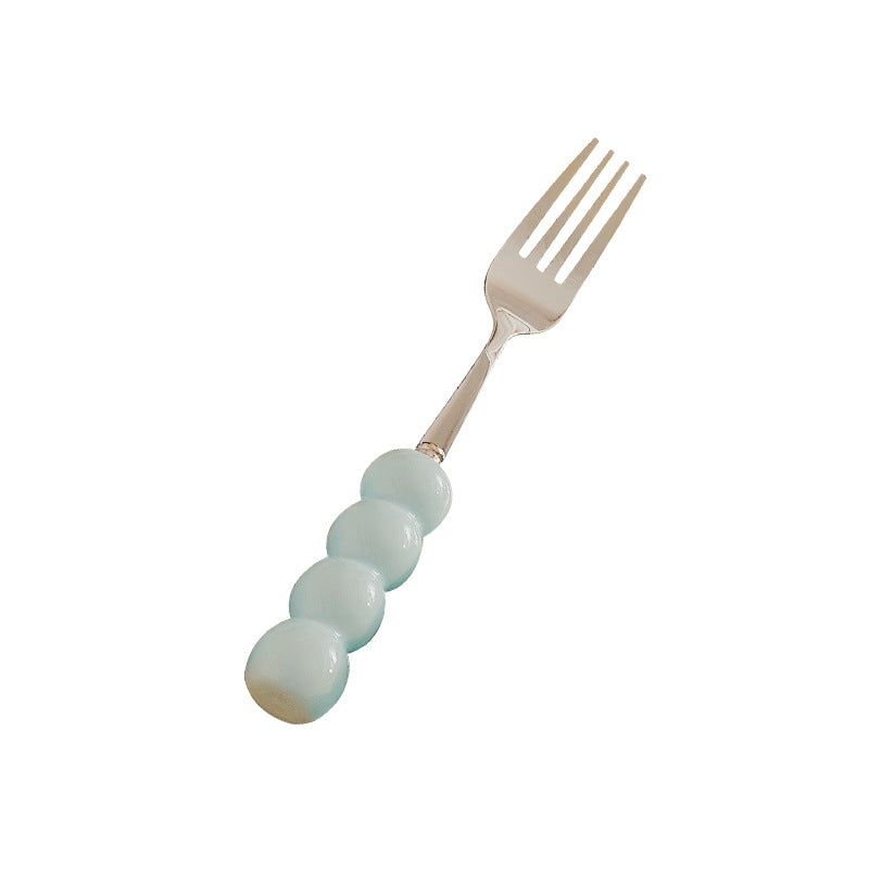 Luxury thickened ceramic handle cutlery set - high-end tableware, food-grade stainless steel forks and spoons for hotels, restaurants, wholesale