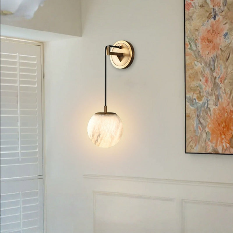 Nordic designer creative natural marble spanish living room high-end atmosphere bedroom bedside corridor wall lamp