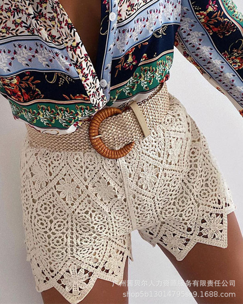 Spot  2022 European and American women's clothing color matching printed shirt shirt