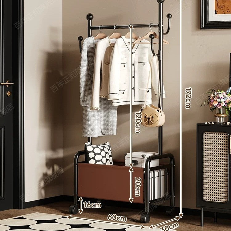 Popular floor-to-ceiling drying rack, multi-functional clothes hanging rod, indoor bedroom removable storage bedside coat rack