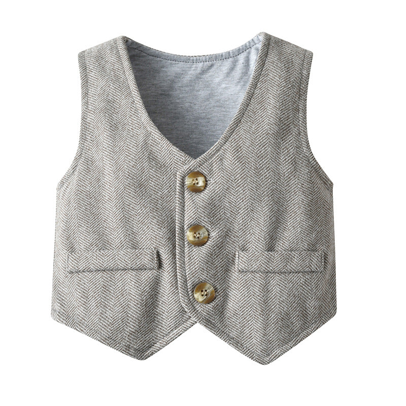 Children's spring outfit set: korean style long-sleeved gentleman's suit for boys, first birthday party dress, export quality, toddler and child sizes, class a