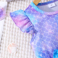 Girls' dress, fish scale flutter sleeve mesh dress