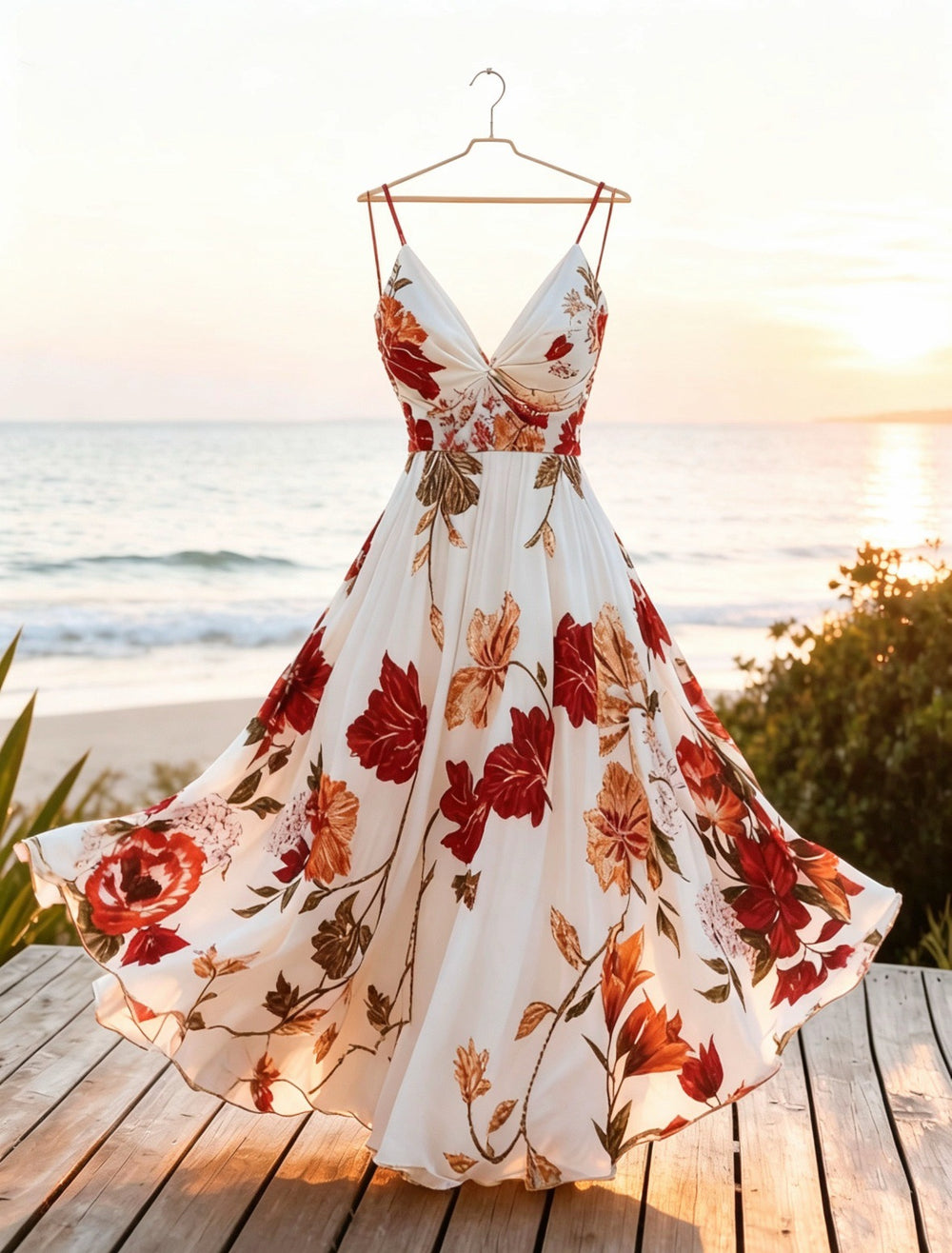 French chic floral print sleeveless cami dress - perfect for beach vacations & casual wear (cross-border)