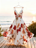 French chic floral print sleeveless cami dress - perfect for beach vacations & casual wear (cross-border)