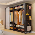 Steel wardrobe open wardrobe for home bedroom floor standing coat rack hole board simple steel wardrobe