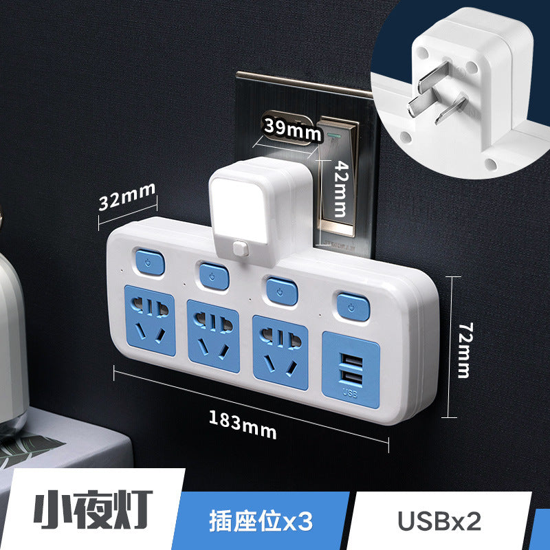Multi-function wireless socket converter plug - one-to-multiple outlet panel with usb ports, night light, and power strip for home use