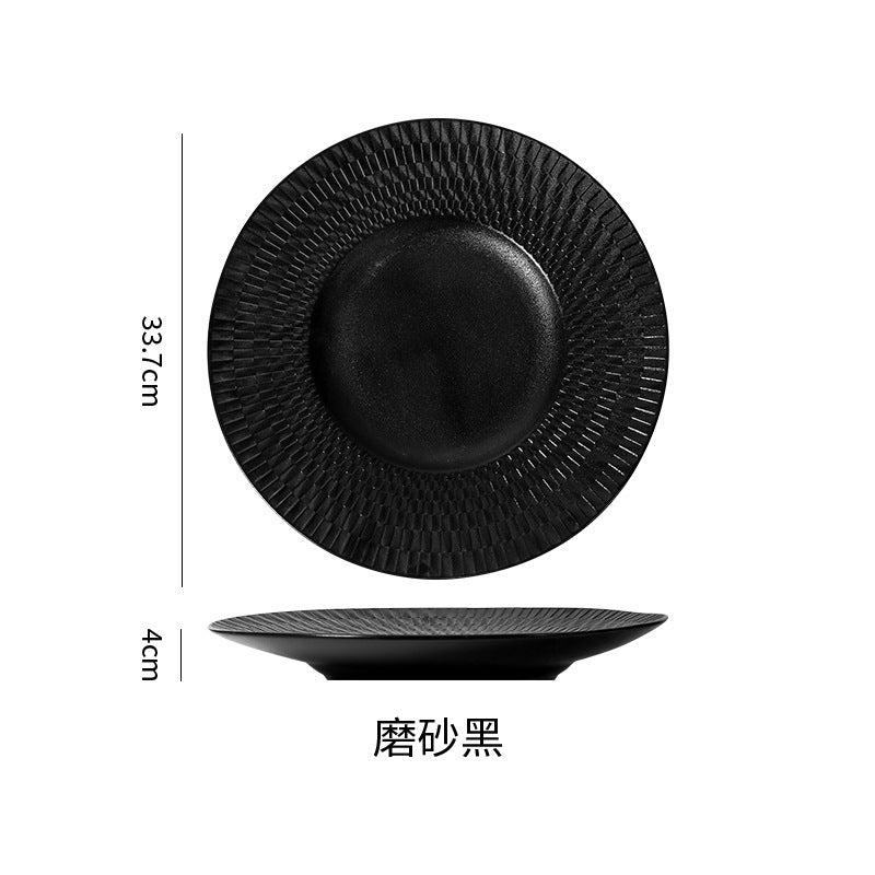 Nordic rock texture ceramic steak plate - premium ceramic tableware for restaurants and hotels