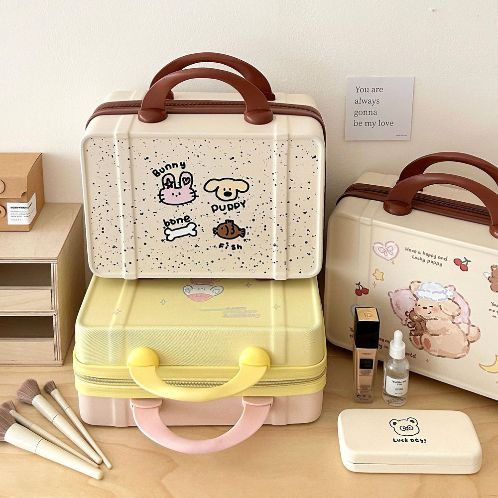 Mini luggage box pastoral style cosmetics storage travel satchel box portable storage box outing storage cosmetic bag